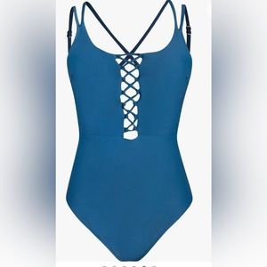 Cupshe Blue Lace-Up One-Piece Swimsuit